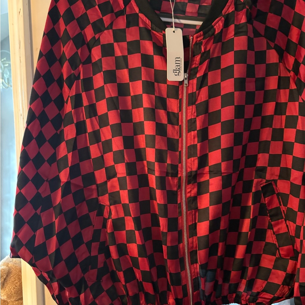 New Glam Red and Black Checkered Jacket